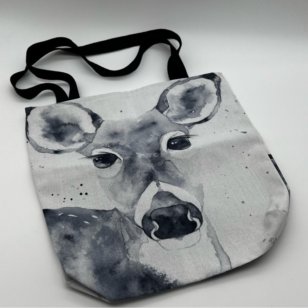 Watercolor Deer Print Tote Bag 16”x16” | NWT